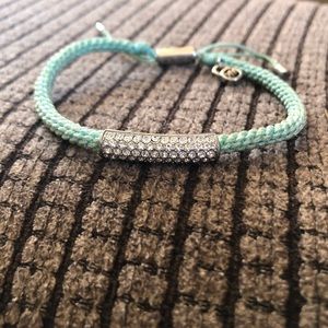 MK Blue Macrame Cord Pave Bracelet